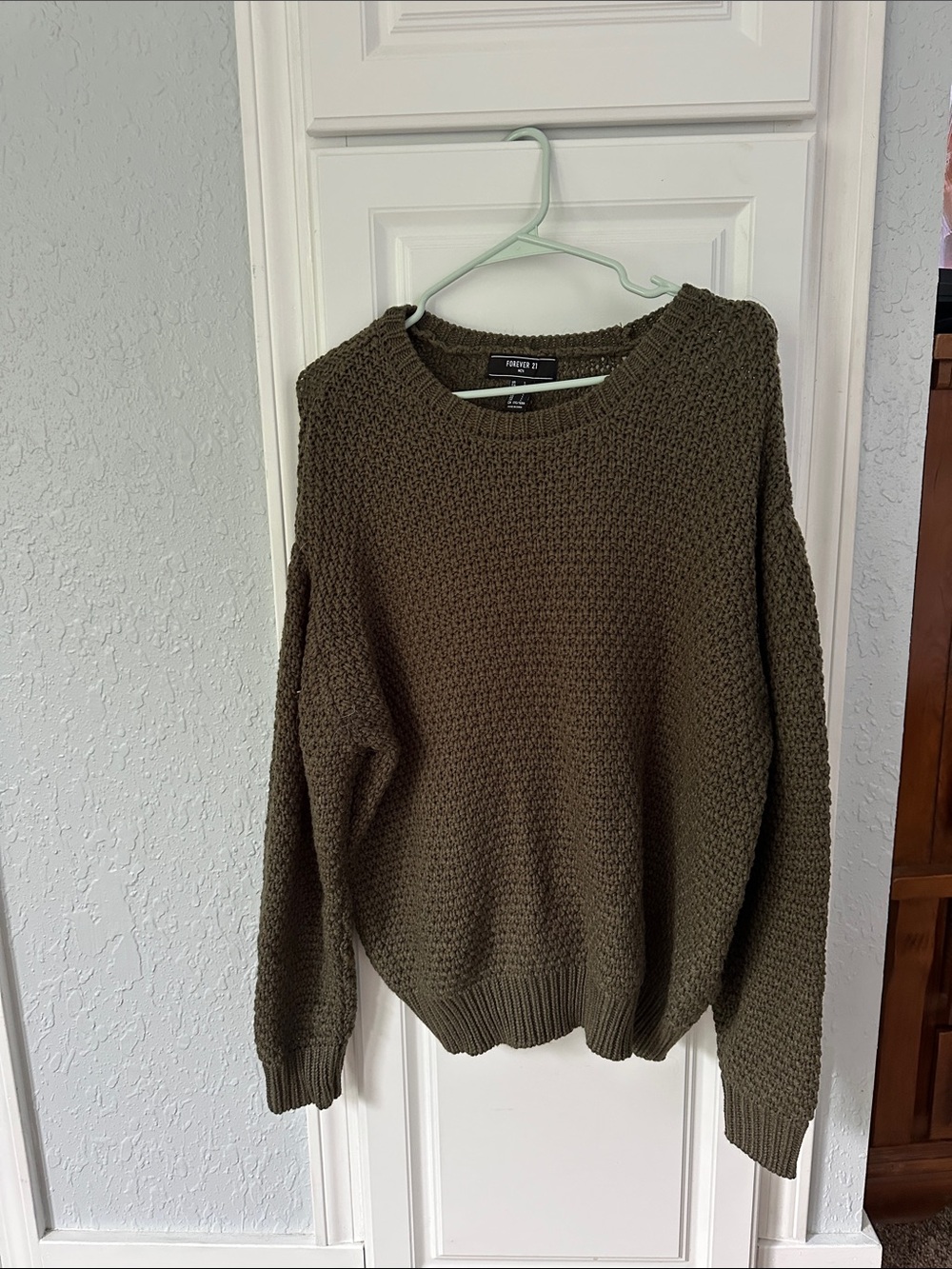 Forever 21 Olive Knit Crewneck Sweater